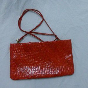 Vtg Red B.G. Street Snakeskin Envelope Shoulder Bag
